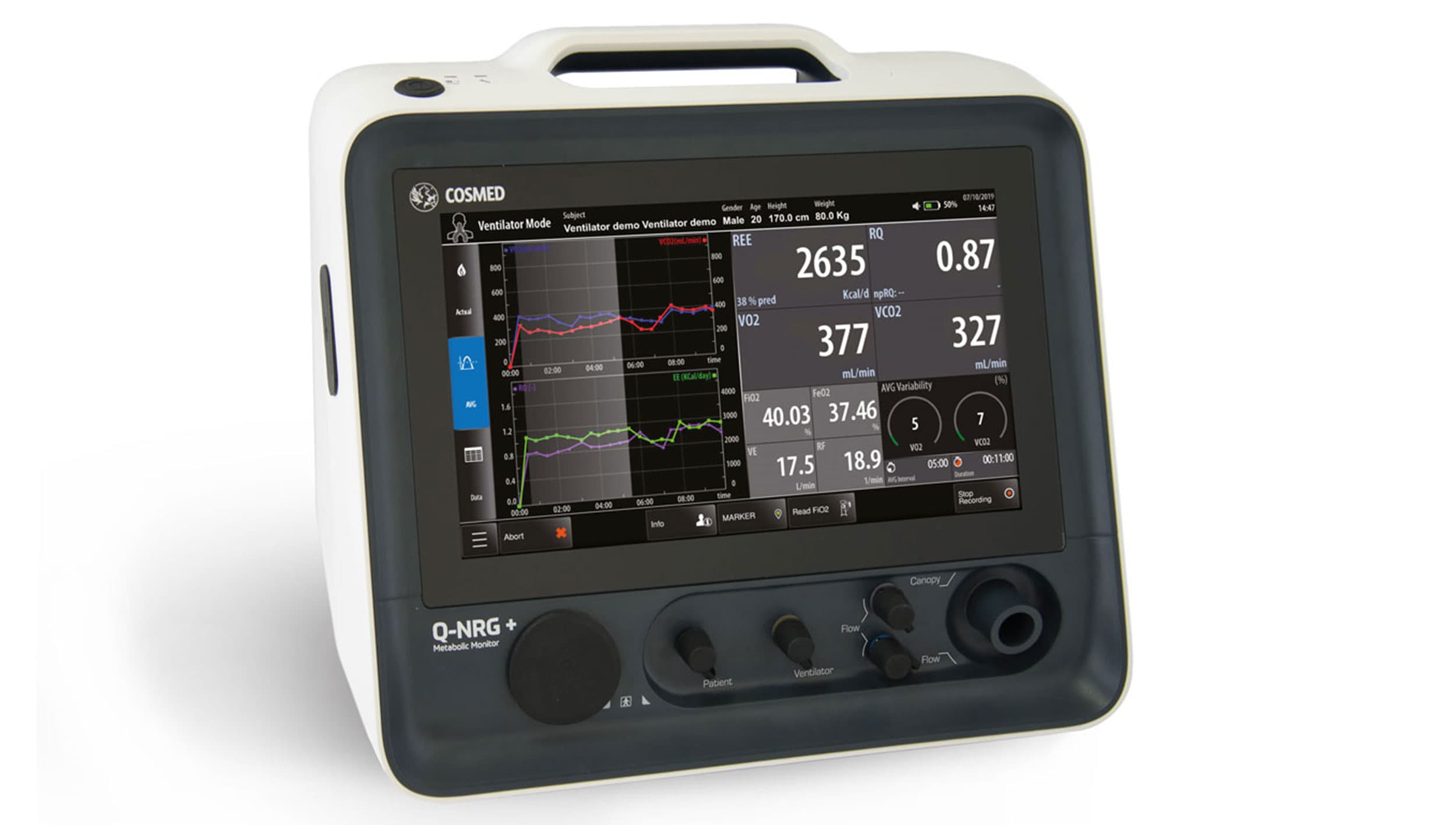 Monitor metabolico Q-NRG Max durante una valutazione